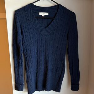 LOFT Deep Blue V-Neck Sweater, women’s size XS